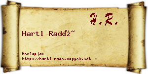 Hartl Radó névjegykártya